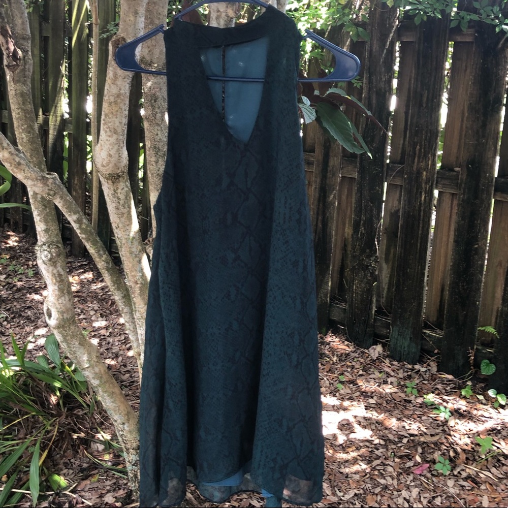 BLUSH Dark Green w Black Snake Print Mini